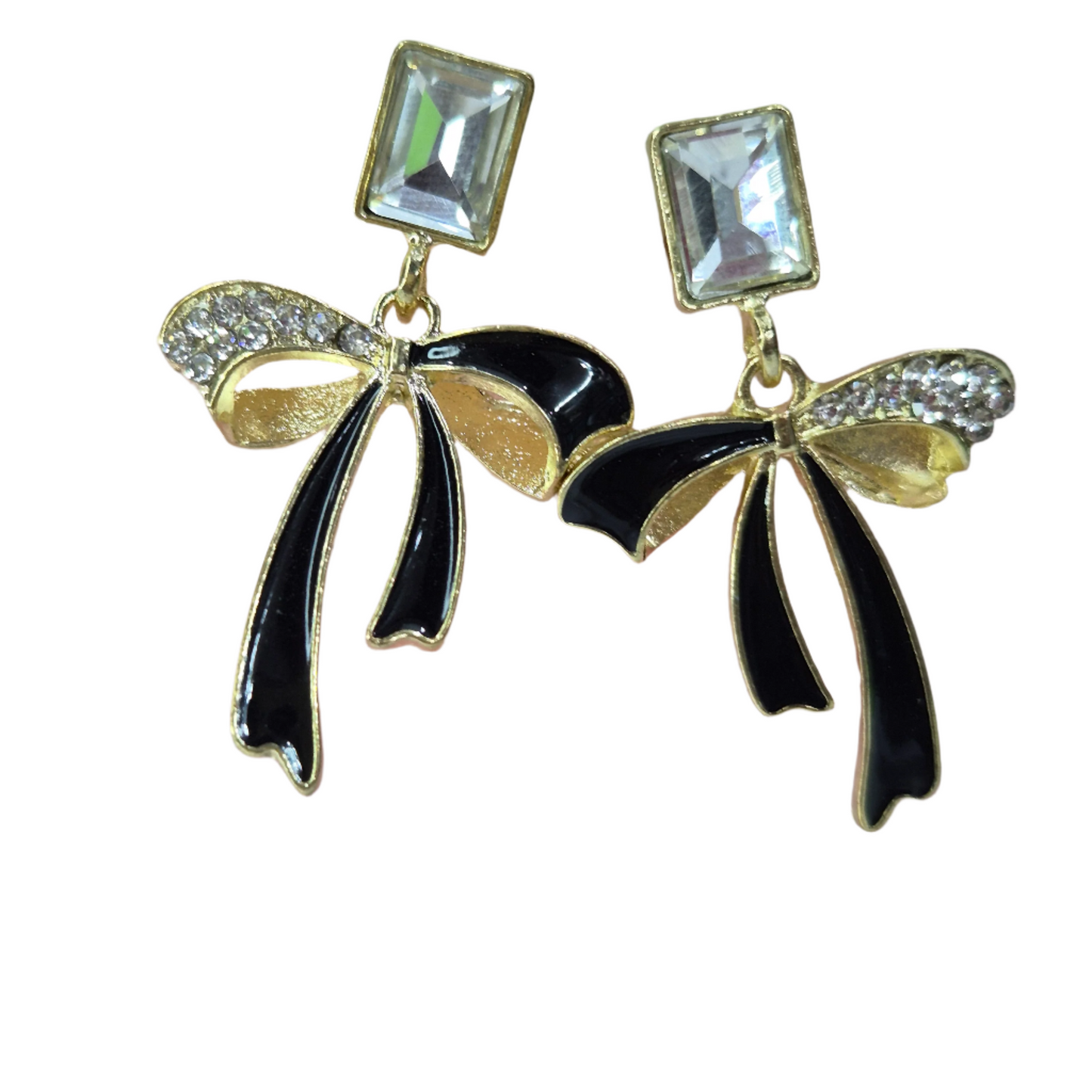 Butterfly Earrings – Stylish Gold & Black Design with Diamond Pendant | Trendy & Elegant