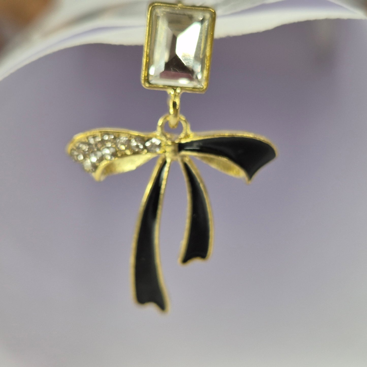 Butterfly Earrings – Stylish Gold & Black Design with Diamond Pendant | Trendy & Elegant