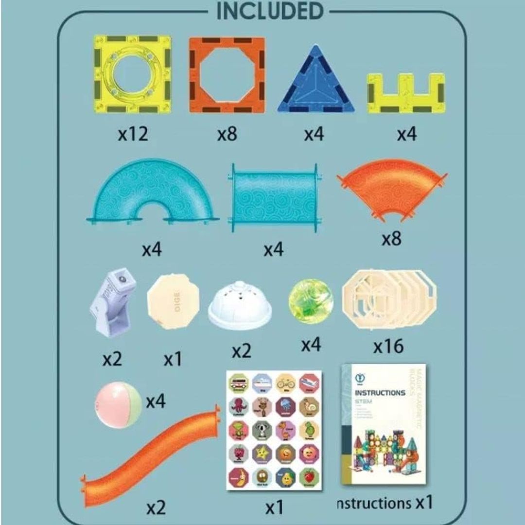 (75 Piece) Light Magnetic Tiles – 3D Educational Building Blocks