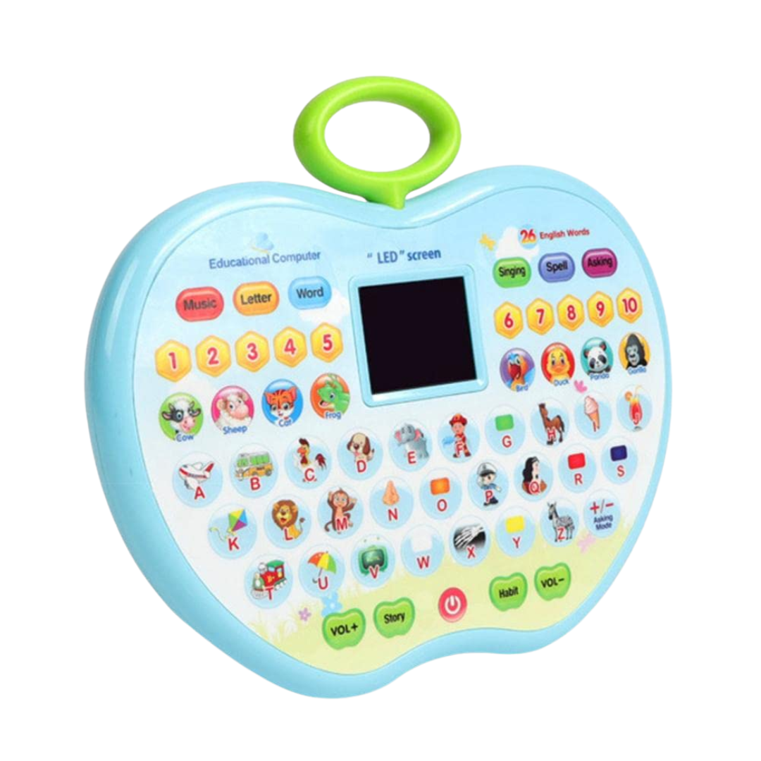 Apple-Shaped Learning Laptop Toy for Kids | LED Display, Music, Alphabets, Numbers, Animals