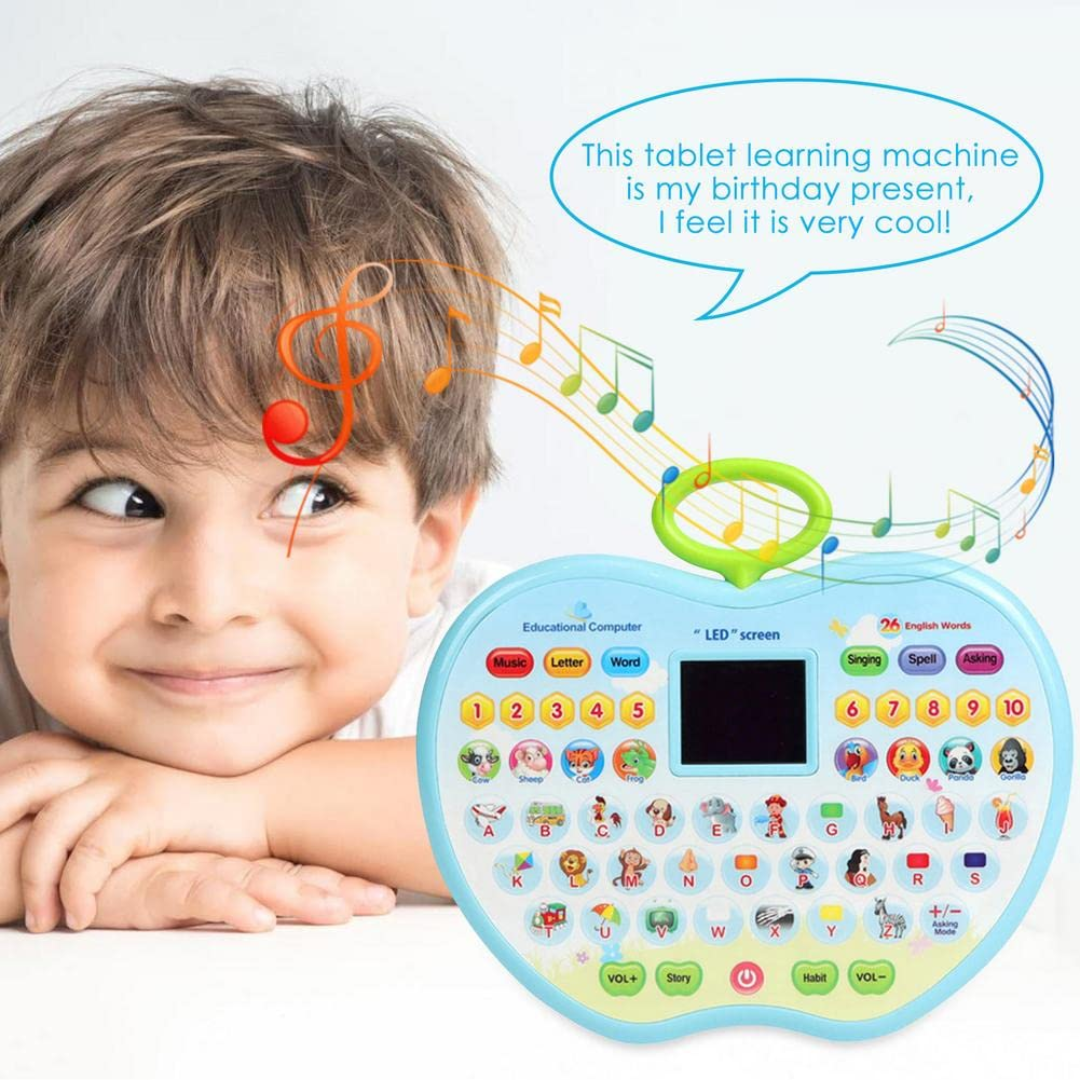 Apple-Shaped Learning Laptop Toy for Kids | LED Display, Music, Alphabets, Numbers, Animals
