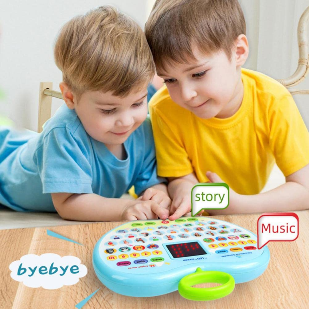 Apple-Shaped Learning Laptop Toy for Kids | LED Display, Music, Alphabets, Numbers, Animals