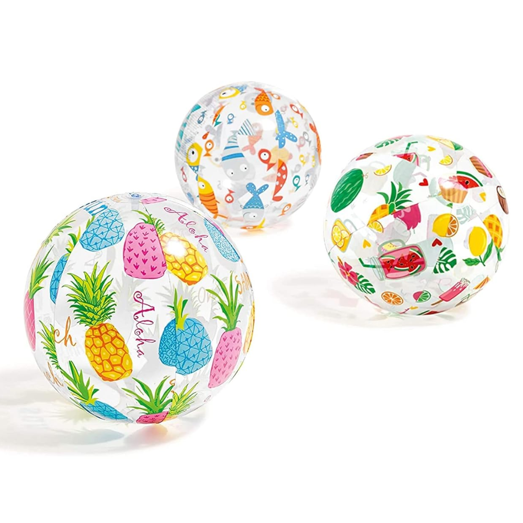 (Random Design, color, 1 pcs) Intex 20" Inflatable Beach Ball – Water Toy for Swimming Pool & Beach Fun