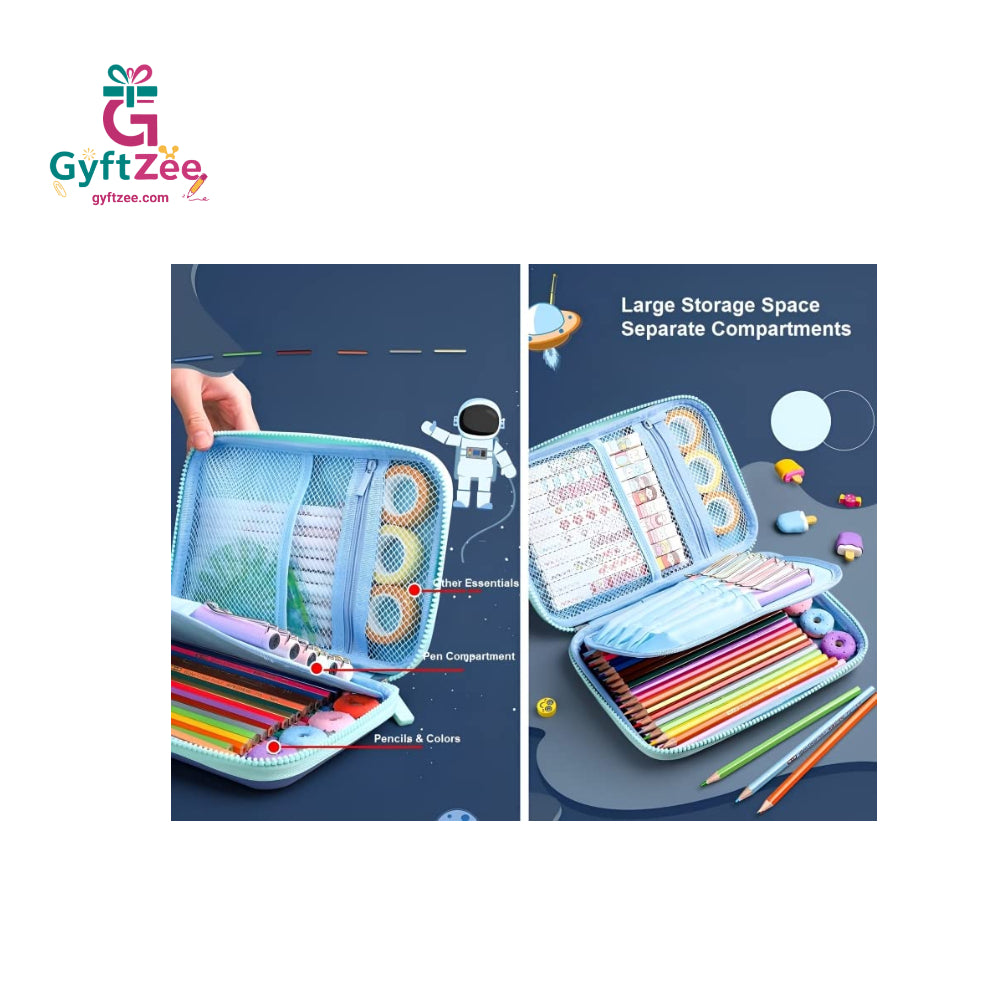 3D Embossed Pencil Case - Multi-Use Stationery Box & Cosmetic Zip Pouch