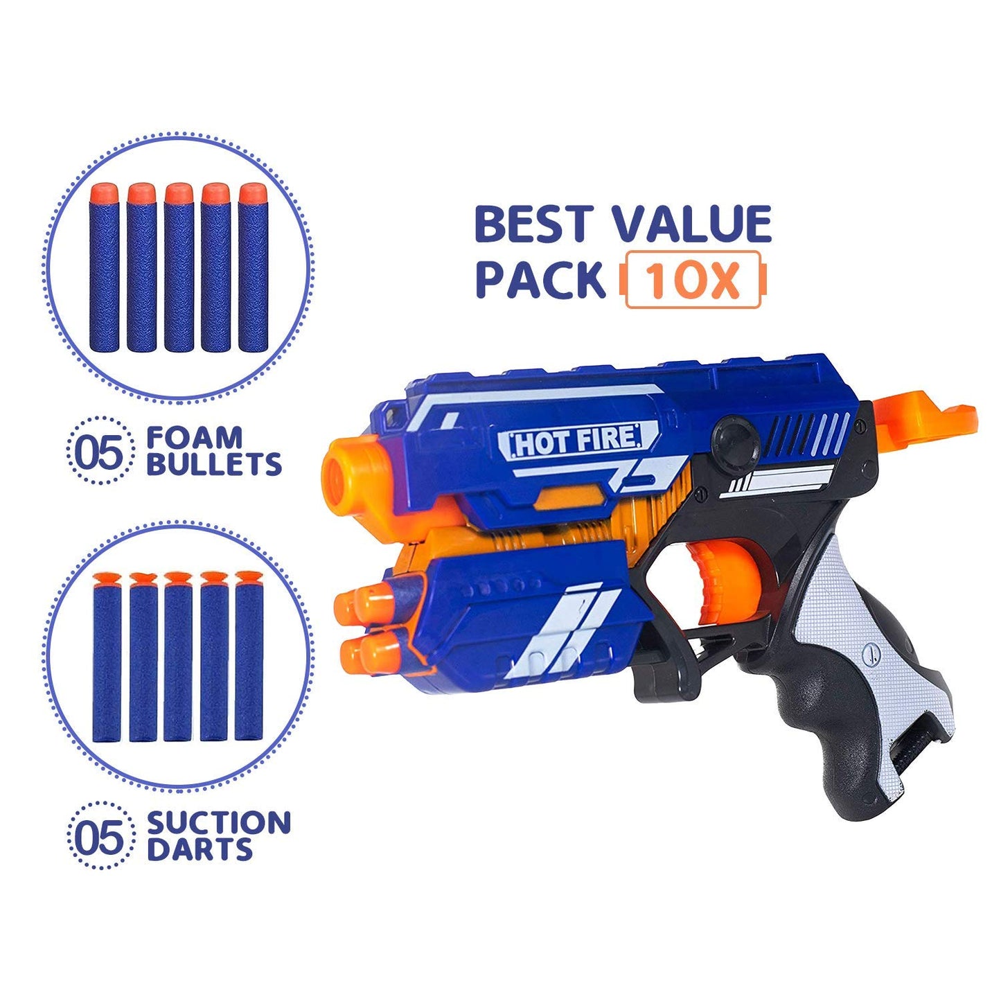 Blaze Storm Hot Fire Soft Bullet Gun – 10 Safe Foam Bullets