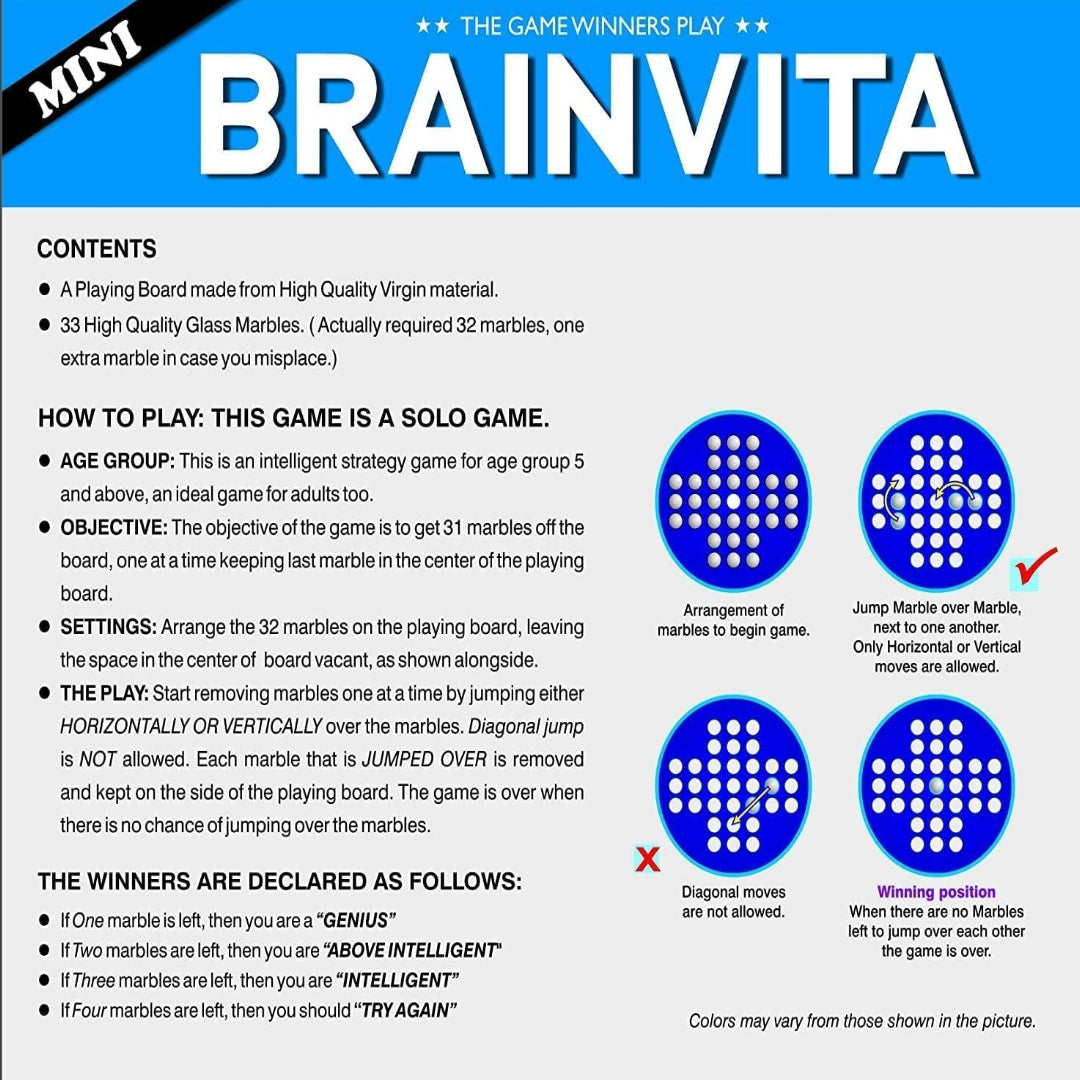 Colourful Brainvita Marble Game | Solo Brain-Boosting Toy for All Ages