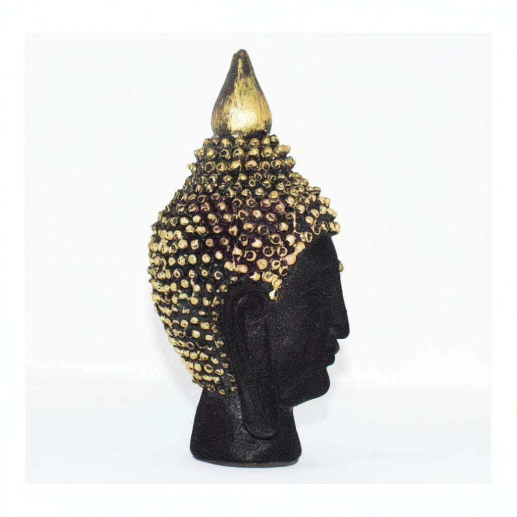 Buddha Black Statue Head | Glossy Finish | Home & Office Décor