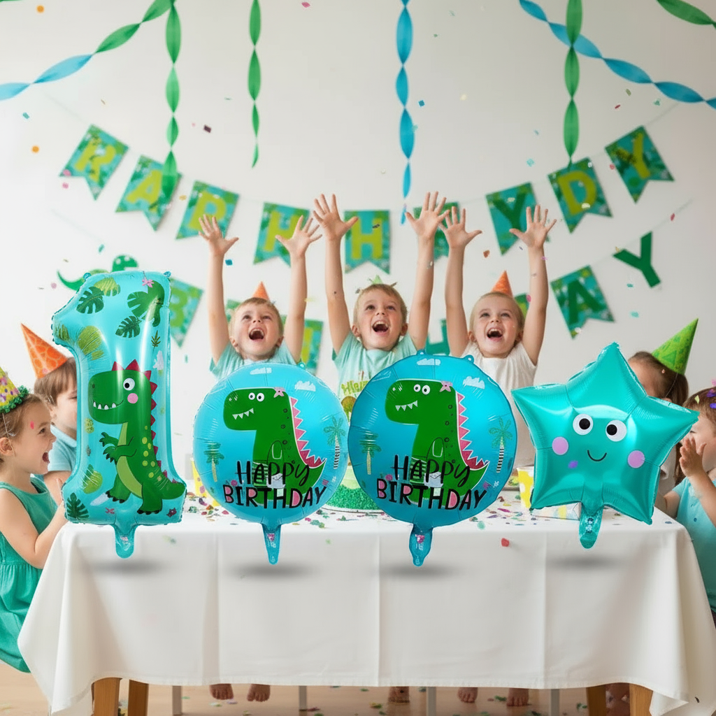 (5 Pieces) Foil Balloon Set - Dino Happy Birthday Party Decoration