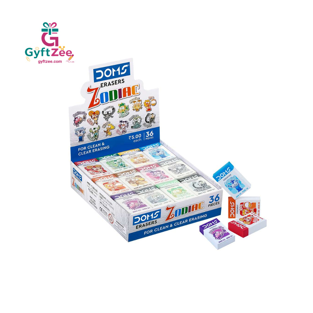 (1 piece, Random Color/sign) - DOMS Zodiac Eraser – Fun and Precise Erasing for School and Office Use