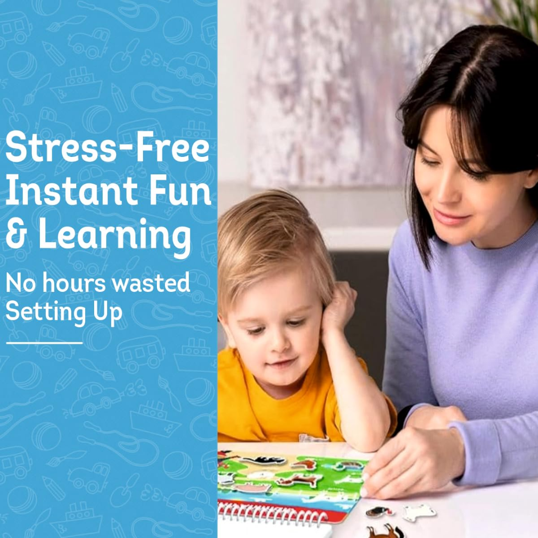 DOMS Clapjoy 16-in-1 Velcro Busy Book for Toddlers | Activity Book | Age 2 - 5 | Preschool Learning