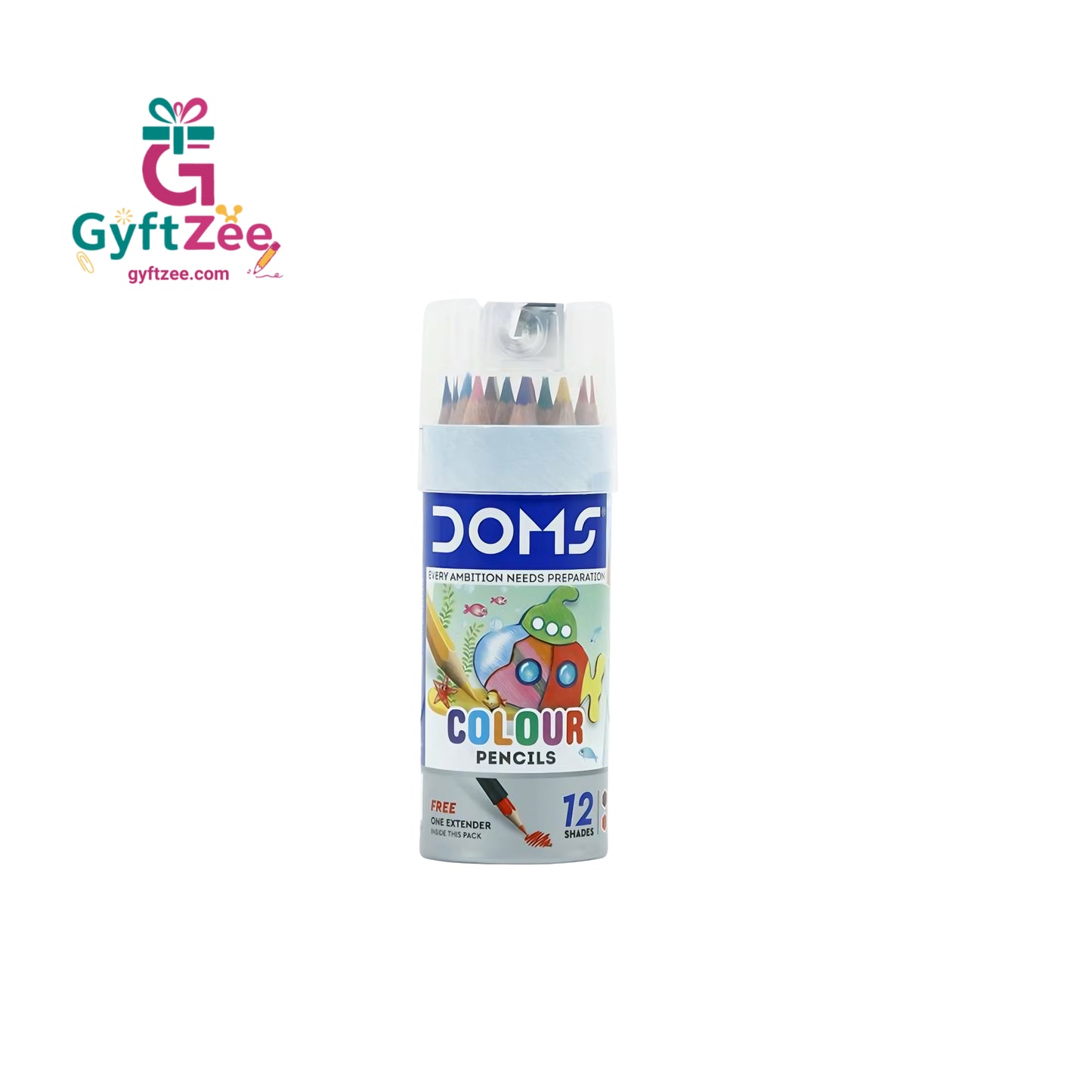 DOMS Colour Pencil 12 Shades Tin Pack – Half Size | Vibrant Colours for School & Hobby Drawing