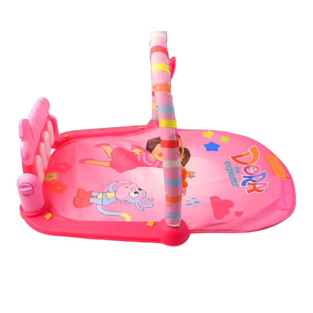 2-in-1 Baby Piano Gym Mat Fitness Rack Kick Play with Rattles, Lights Musical Keyboard (Newborn to Toddler)