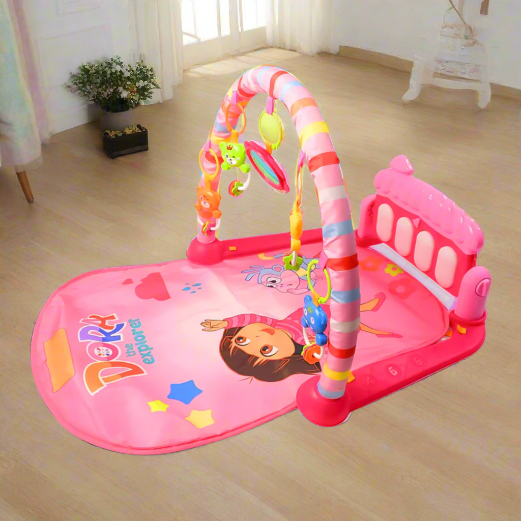 2-in-1 Baby Piano Gym Mat & Fitness Rack | Kick & Play with Rattles, Lights & Musical Keyboard (Newborn to Toddler)