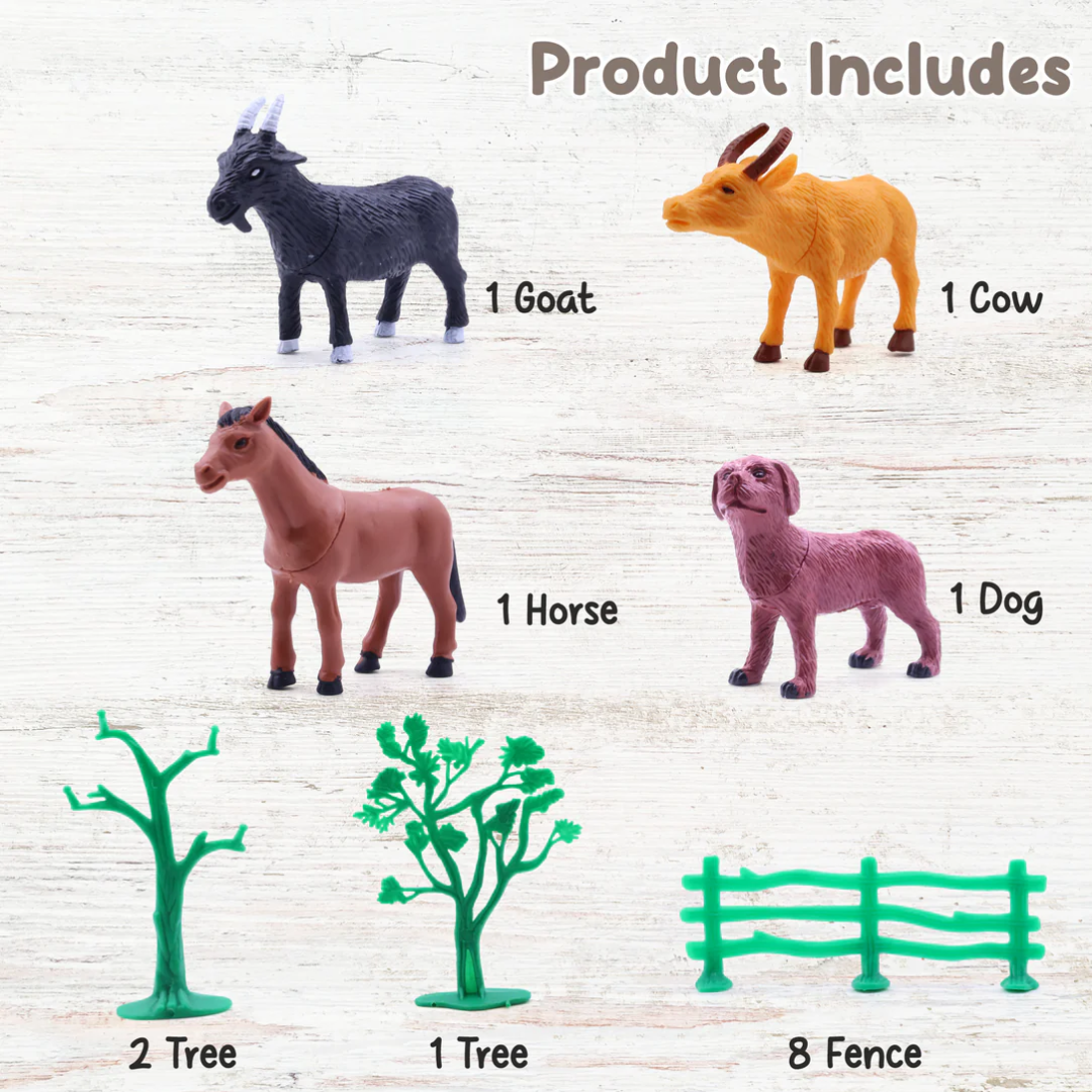 Farm Animal Toy Set for Kids โ Realistic Animals, Trees & Fences | Educational & Safe