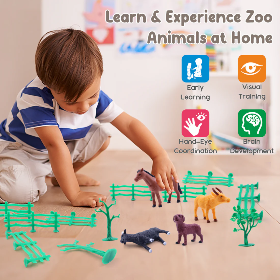 Farm Animal Toy Set for Kids โ Realistic Animals, Trees & Fences | Educational & Safe