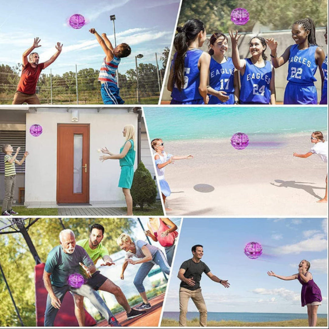 Collage of people playing with a ball, featuring the GyftZee logo.