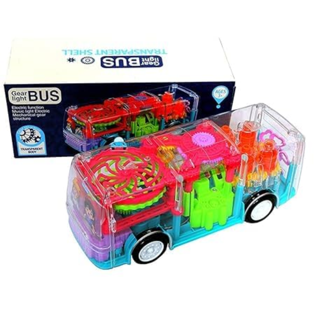 Gear Bus Toy with Lights & Music for Kids (Age 1–6 Years) | Transparent Gears