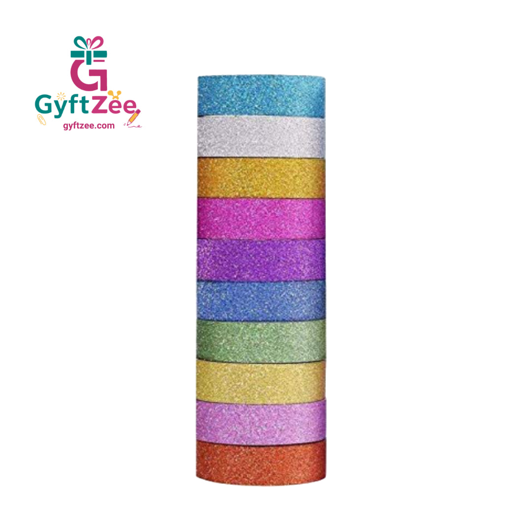 Glitter Tape Rolls Plain Color (set of 10)