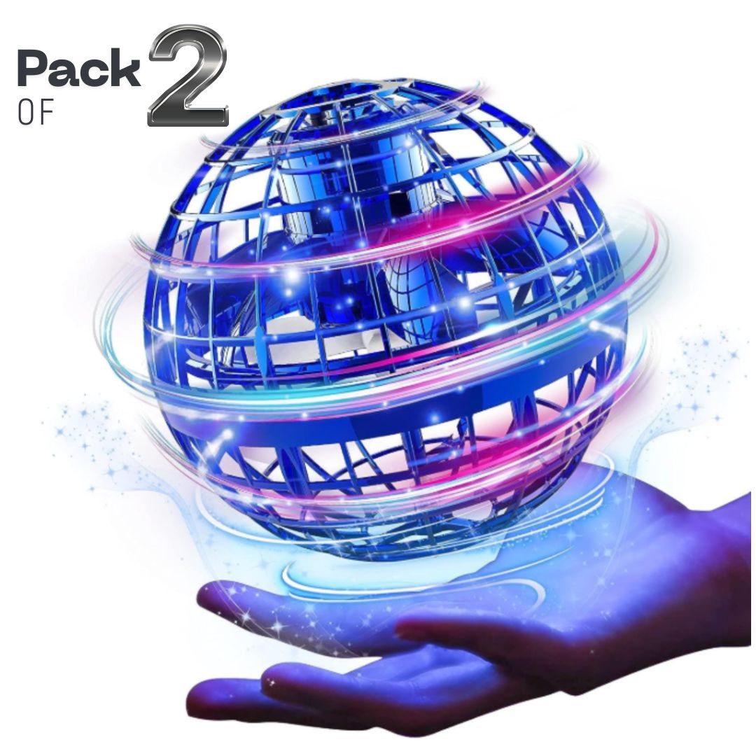 Colorful glowing sphere with a hand holding it, labeled 'Pack of 2'.
