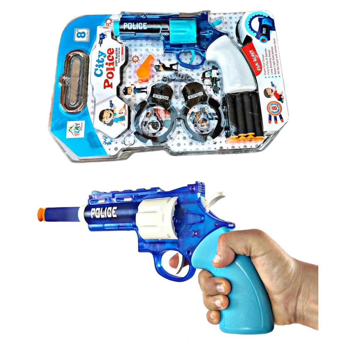 Police Gun Play Set with Handcuffs | Suction Dart Toy Revolver | Kids Role Play