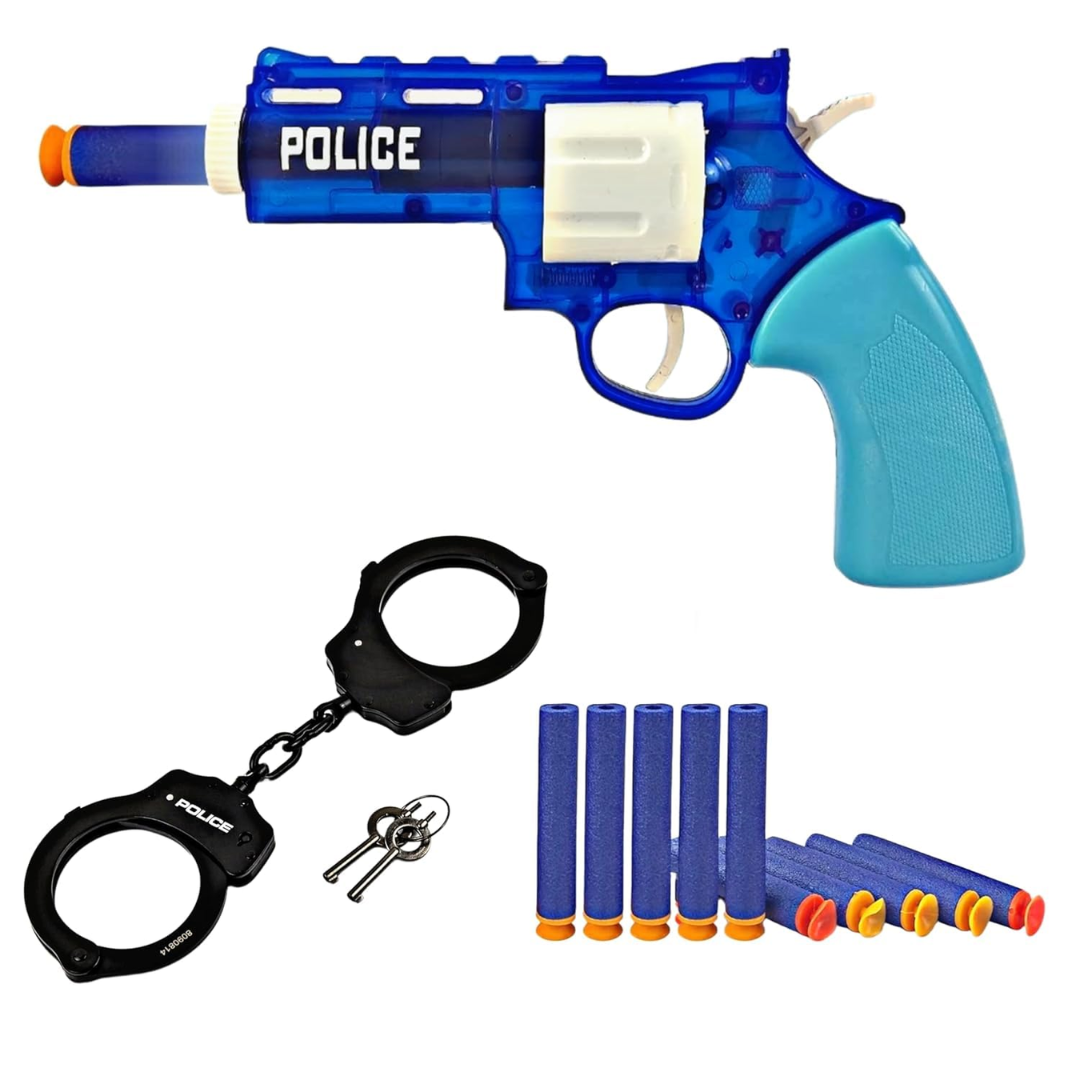 Police Gun Play Set with Handcuffs | Suction Dart Toy Revolver | Kids Role Play