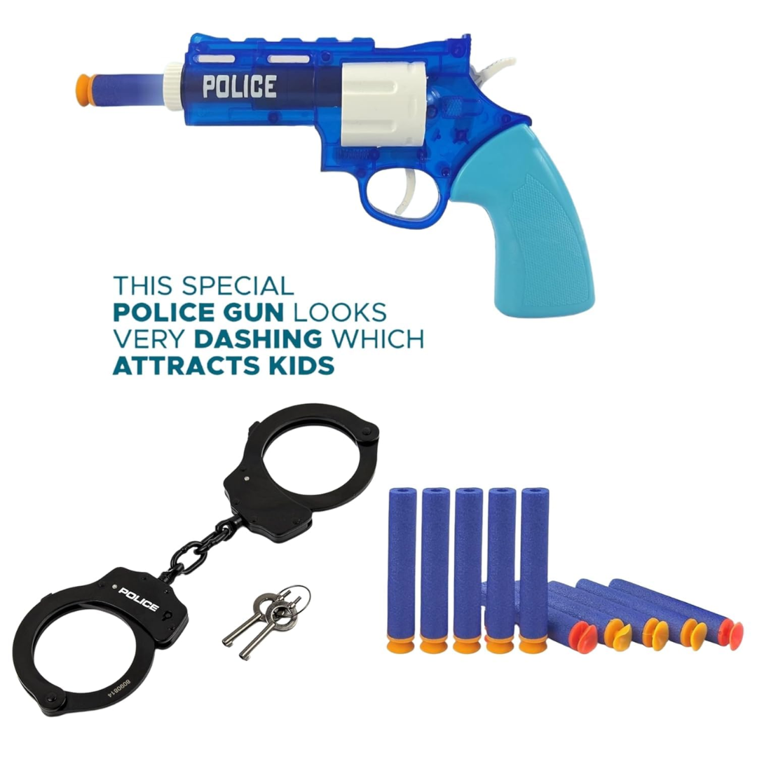 Police Gun Play Set with Handcuffs | Suction Dart Toy Revolver | Kids Role Play