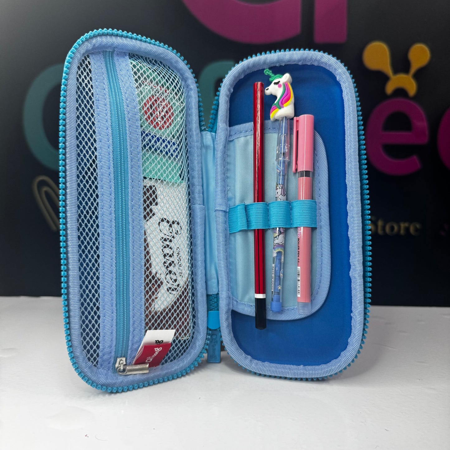 Pencil Case with Space 3D Character Print