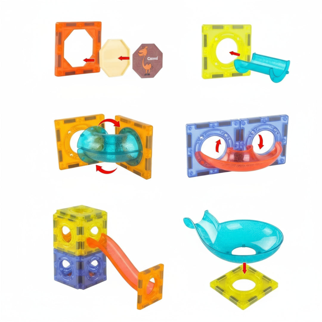 (56 Piece) Light Magnetic Tiles – 3D Educational Building Blocks for Kids