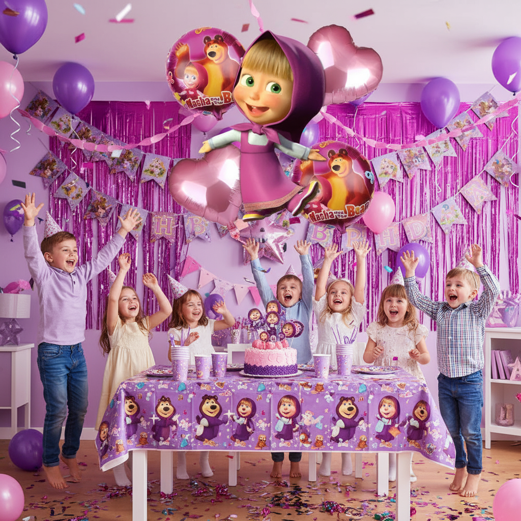 Masha Theme Balloons Set of 5 - Party decoration