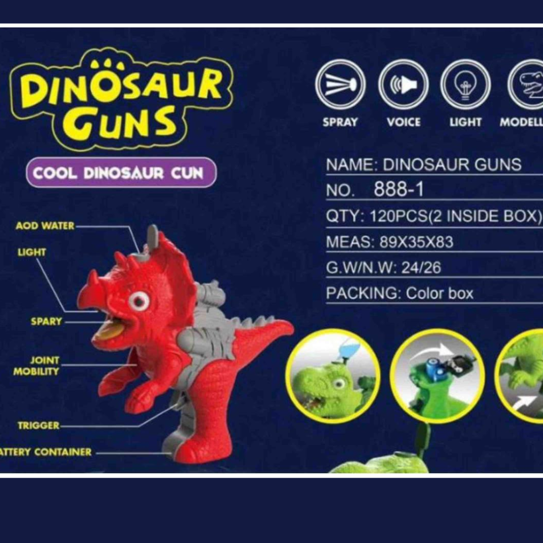 (Random color) Mini Dino Spray Gun Toy for Kids | Smoke Mist Effect & Lights | Dinosaur