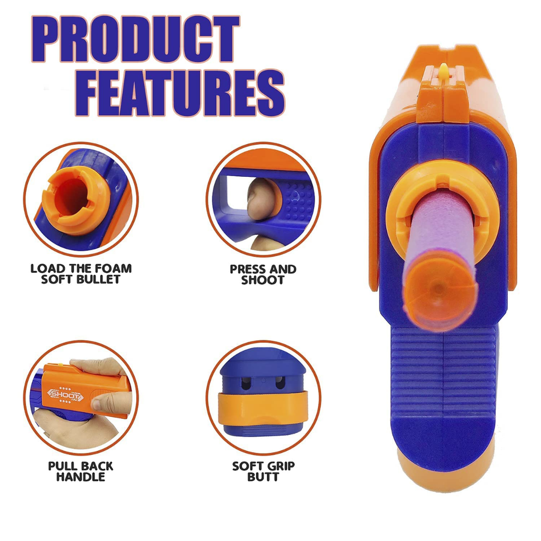Mini Soft Bullet Gun Toy for Kids 6+ | 3 Foam Darts | Safe, Fun & Easy to Use