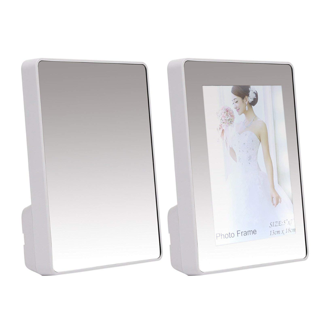 2-in-1 Magic Mirror & Photo Frame – 6x8 inch, Rectangular, White