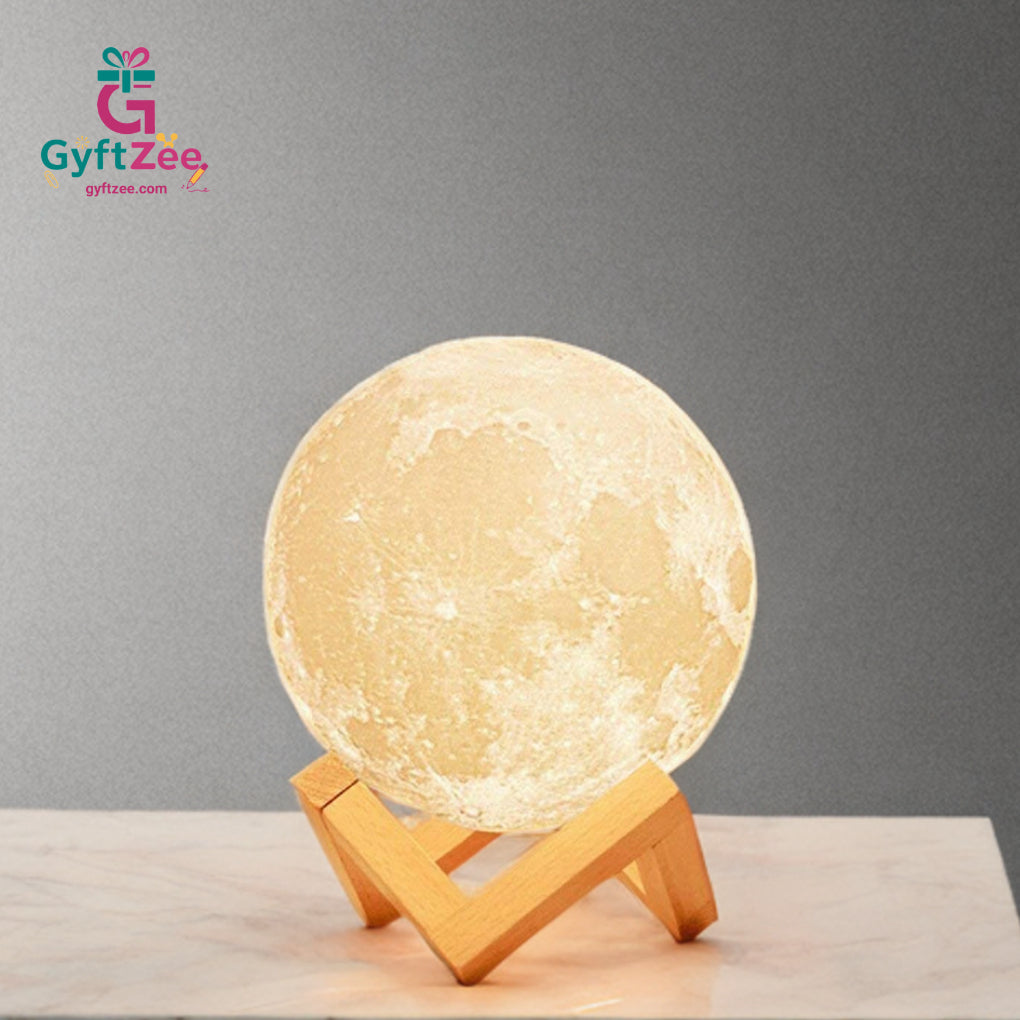 3D Night Moon Lamp - 7 Multi-Color Changing with Touch Sensor