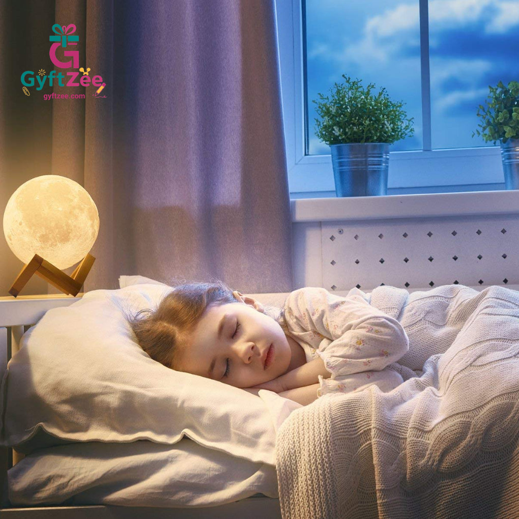 3D Night Moon Lamp - 7 Multi-Color Changing with Touch Sensor