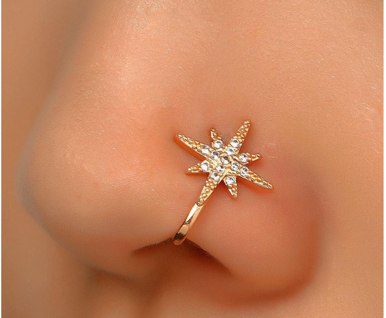 Golden Touch Nose Pin – Elegant, Lightweight & Durable