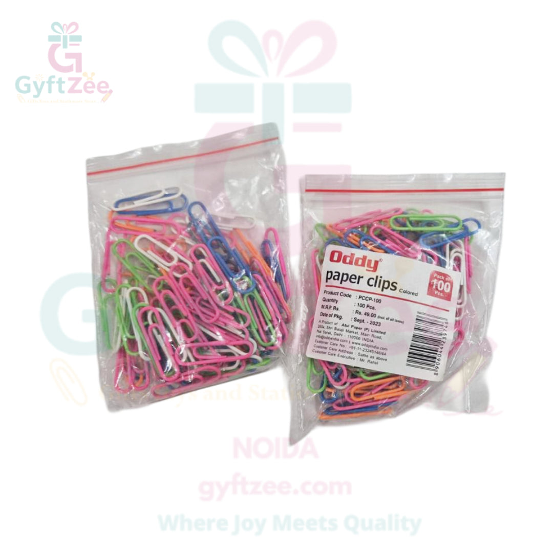 Paper Clips U-Shape – 100 Pcs Multi-Color Metal Clips