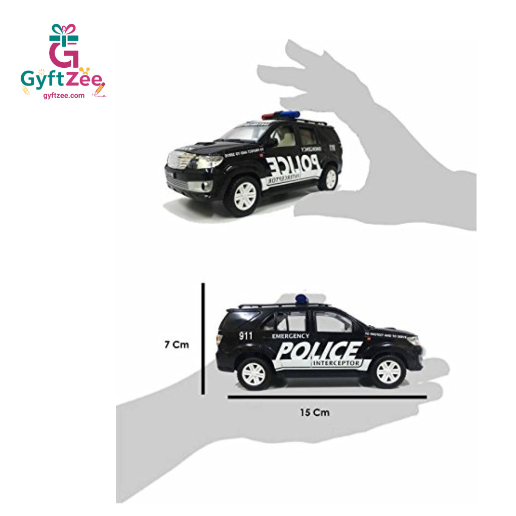 Centy Toys Plastic Police Interceptor Fortune Pull Back Car | Black