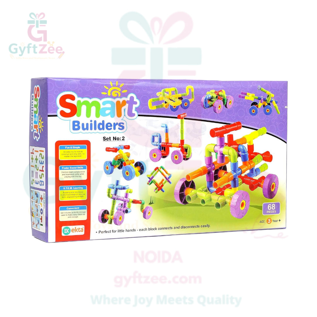 (Big Size, Multicolor) Smart Builders Building Blocks – 68 Pieces