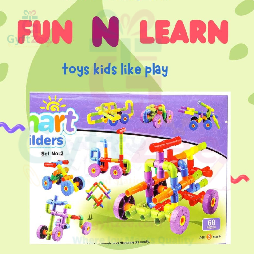 (Big Size, Multicolor) Smart Builders Building Blocks – 68 Pieces