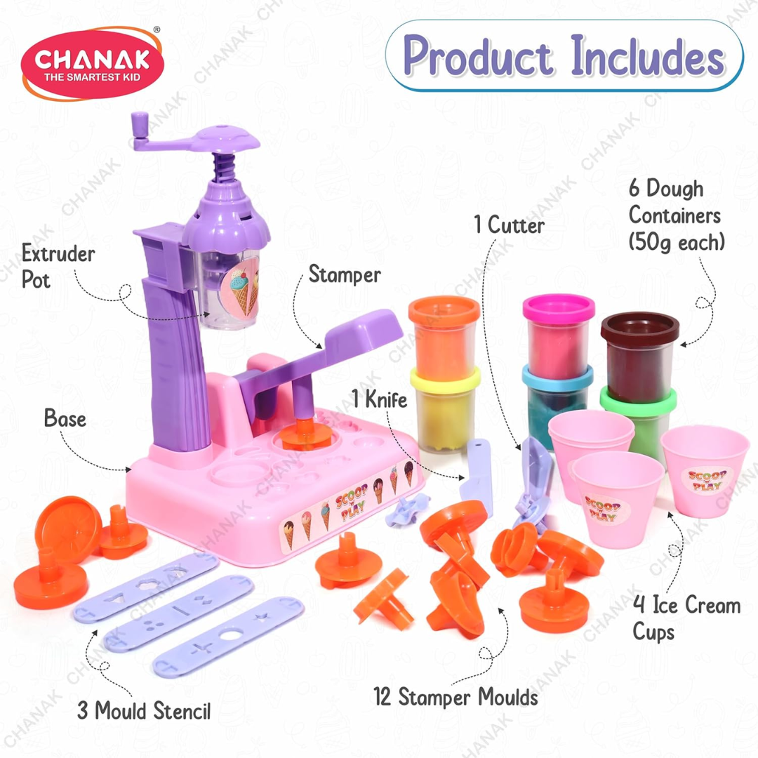Ice Cream Maker Play Dough Set for Kids | Creative Kitchen Role Play