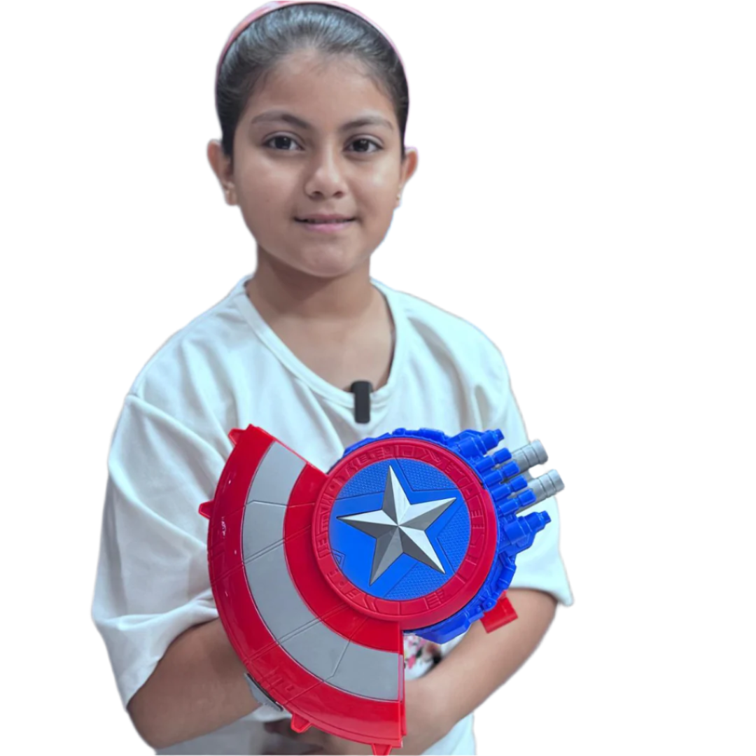 Space Battle Cannon Shield Toy Gun – Captain America Soft Bullet Blaster with Shield