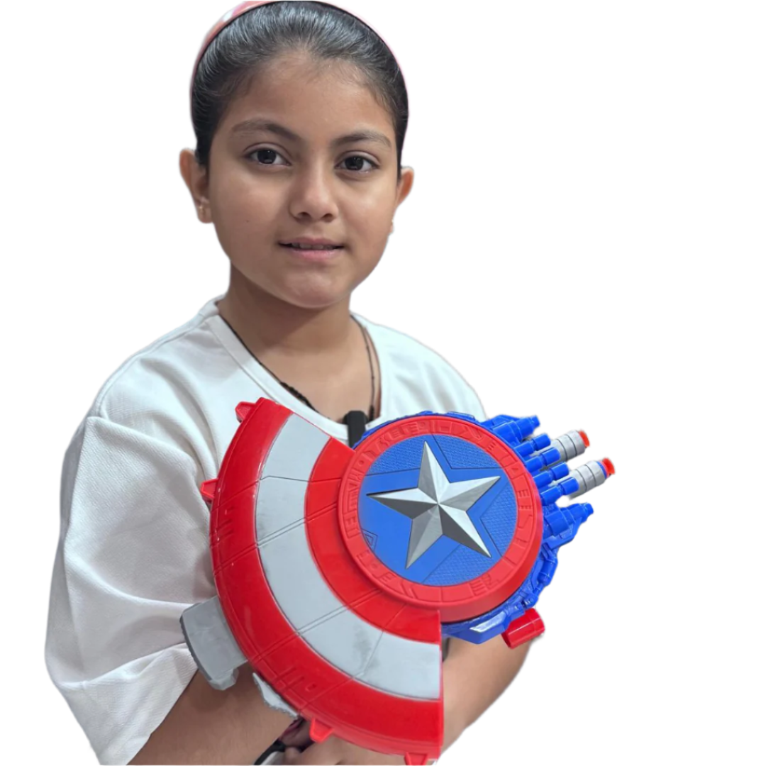 Space Battle Cannon Shield Toy Gun – Captain America Soft Bullet Blaster with Shield