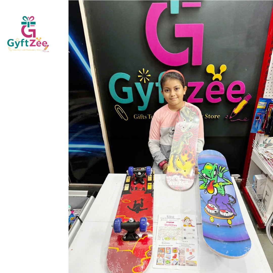 (1 pc, random design) Big Wooden Skating Board | Durable & Strong for Kids