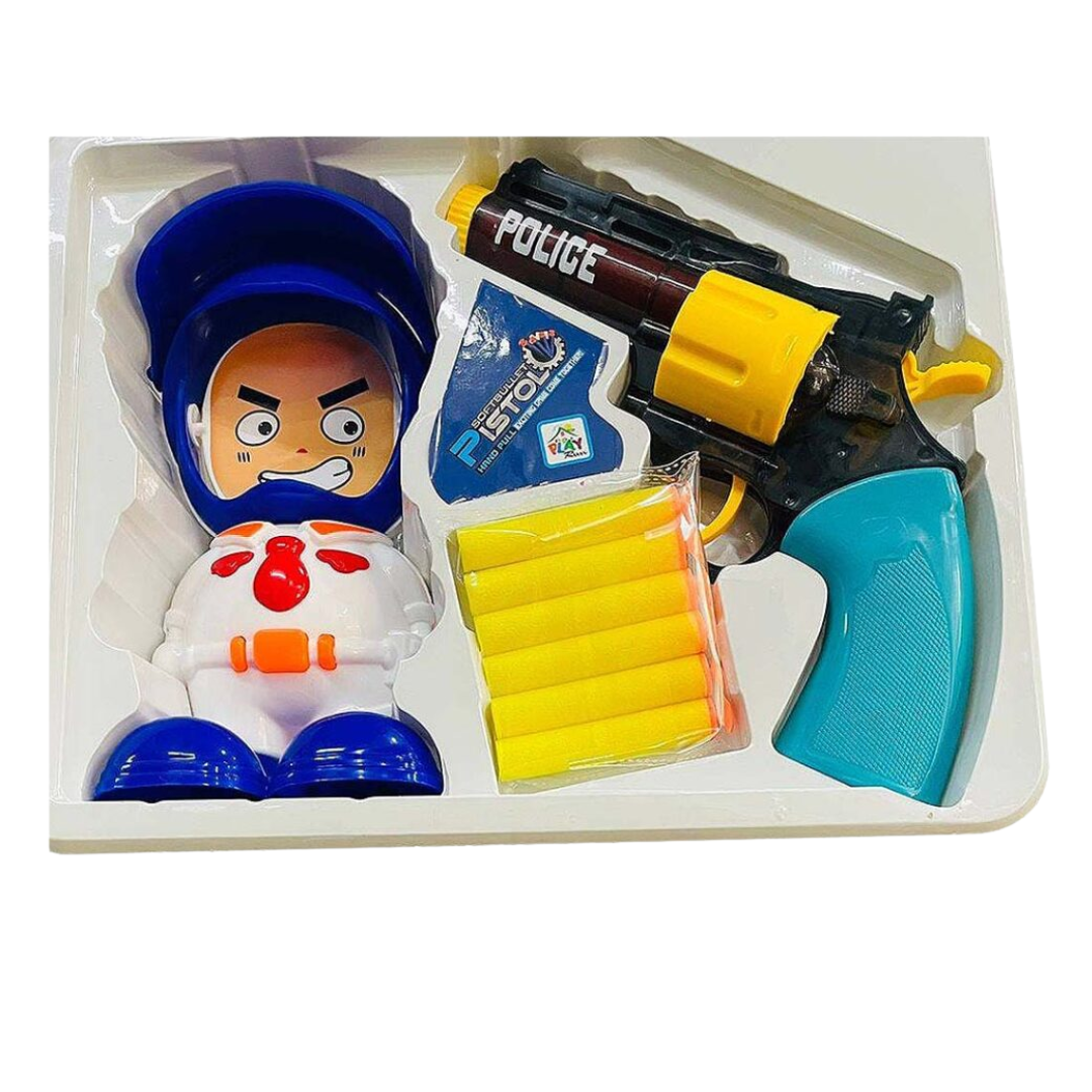 Soft Bullet Toy Gun with Target Figure – Small Safe Shooting Game for Kids