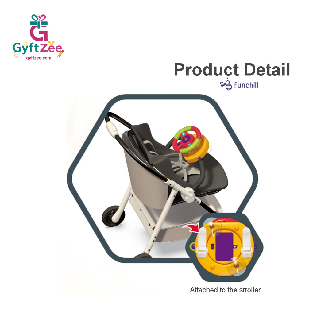Early Education Simulation Steering Wheel Toy for Kids | Adjustable Music & Light Toy for Walkers & More