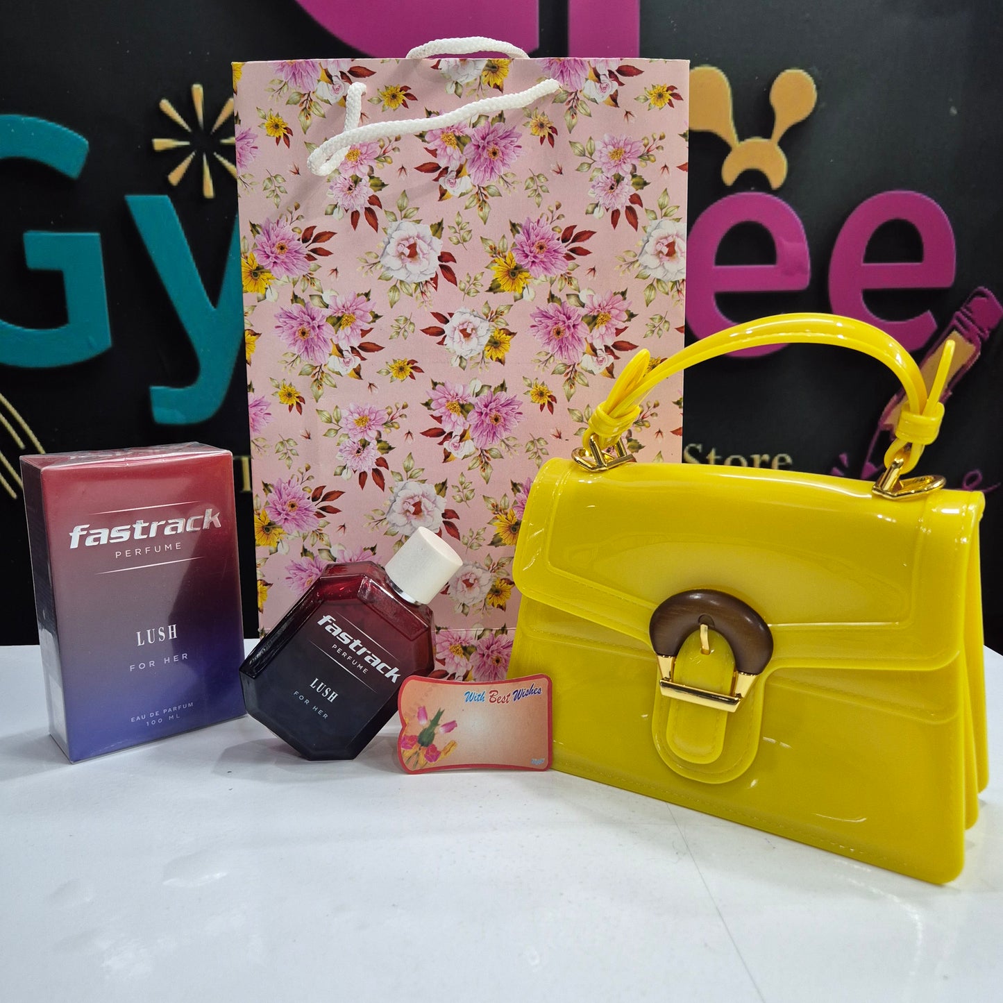 Women's Day Gift Combo ā Fastrack Perfume, Elegant PU Purse & Best Wishes Card | Free Gift