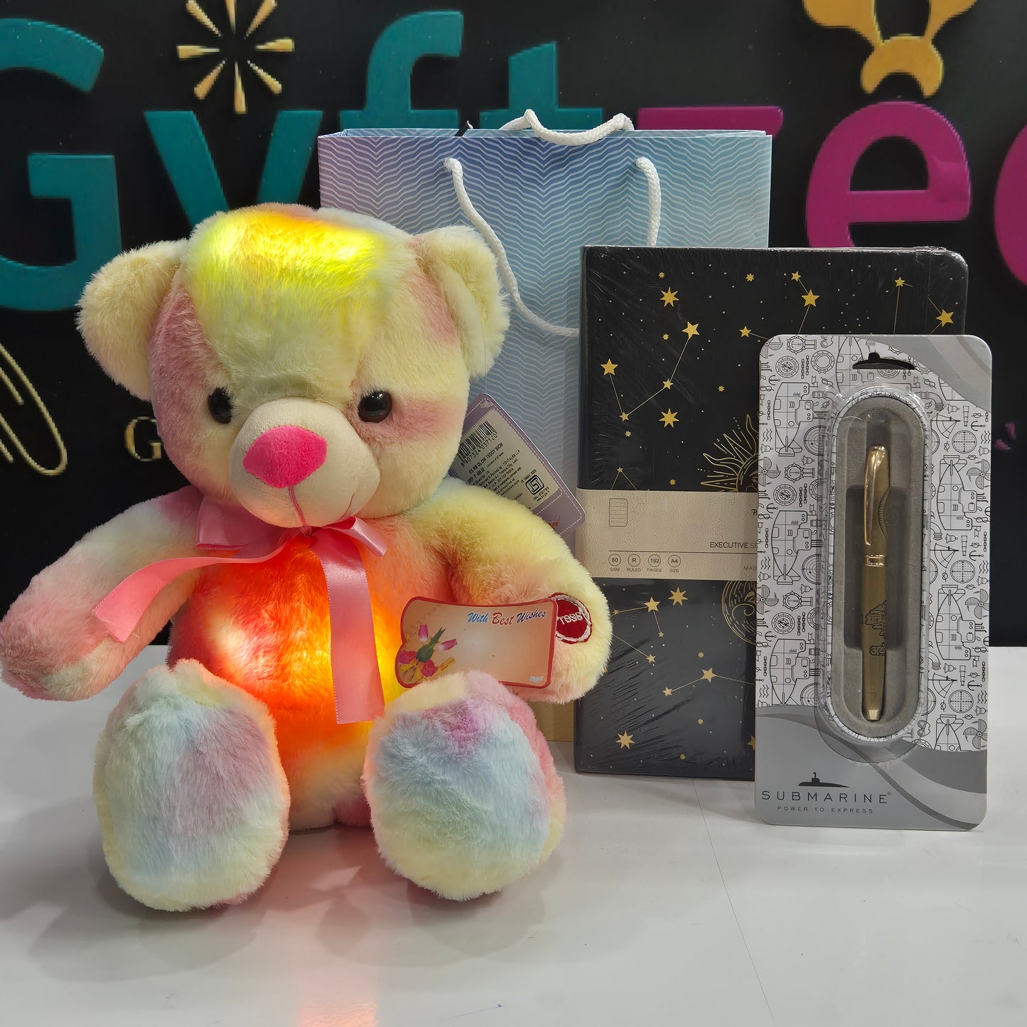 Women's Day Gift Combo – Glow Teddy, Executive Diary, Submarine Pen & More | Free Gift