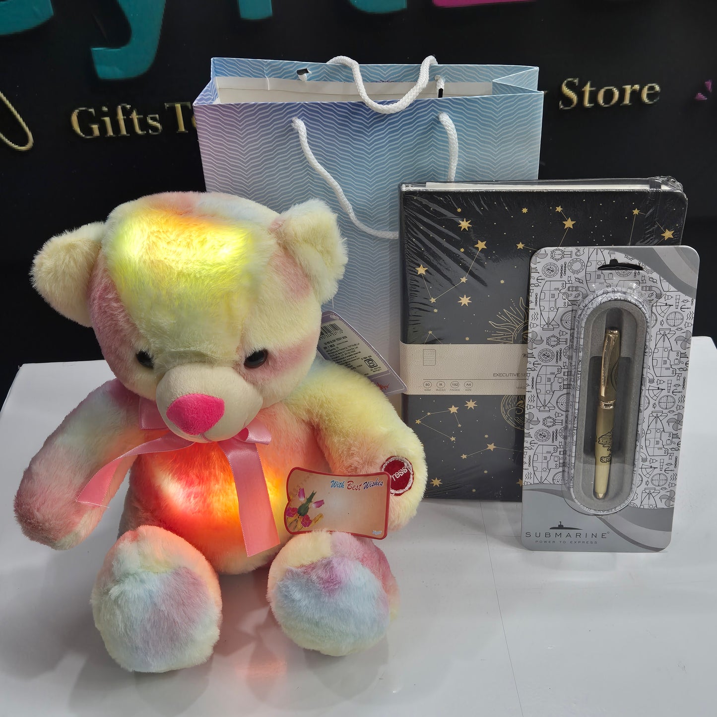 Women's Day Gift Combo – Glow Teddy, Executive Diary, Submarine Pen & More | Free Gift