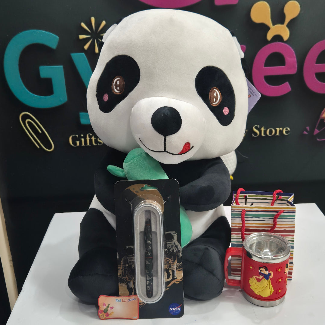 Women's Day Gift Combo ā Hungry Panda Soft Toy, Submarine Pen & Mug | Free Gift