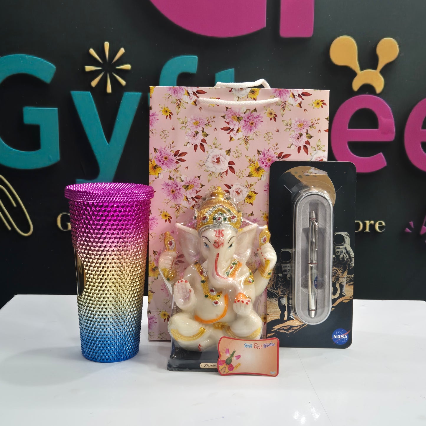 Women's Day Gift Combo – Sipper, Ganesha Statue, NASA Pen & More | Free Gift